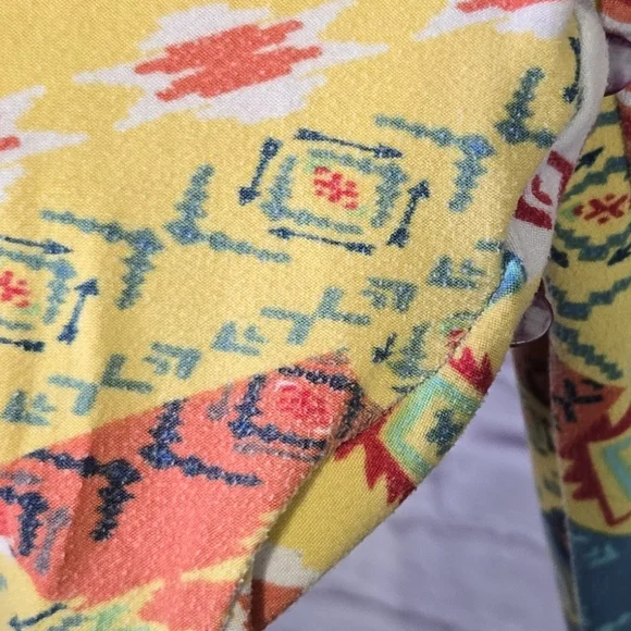 LuLaRoe Tall & Curvy 2 TC2 Blue Yellow Geometric Leggings (18–26) Butter Soft - Picture 6 of 9